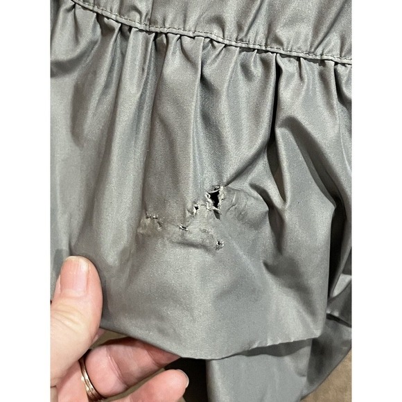 Burberry London Double Breasted Belted Green Gray Ruffled Trench Coat Sz US 6 - Picture 8 of 16